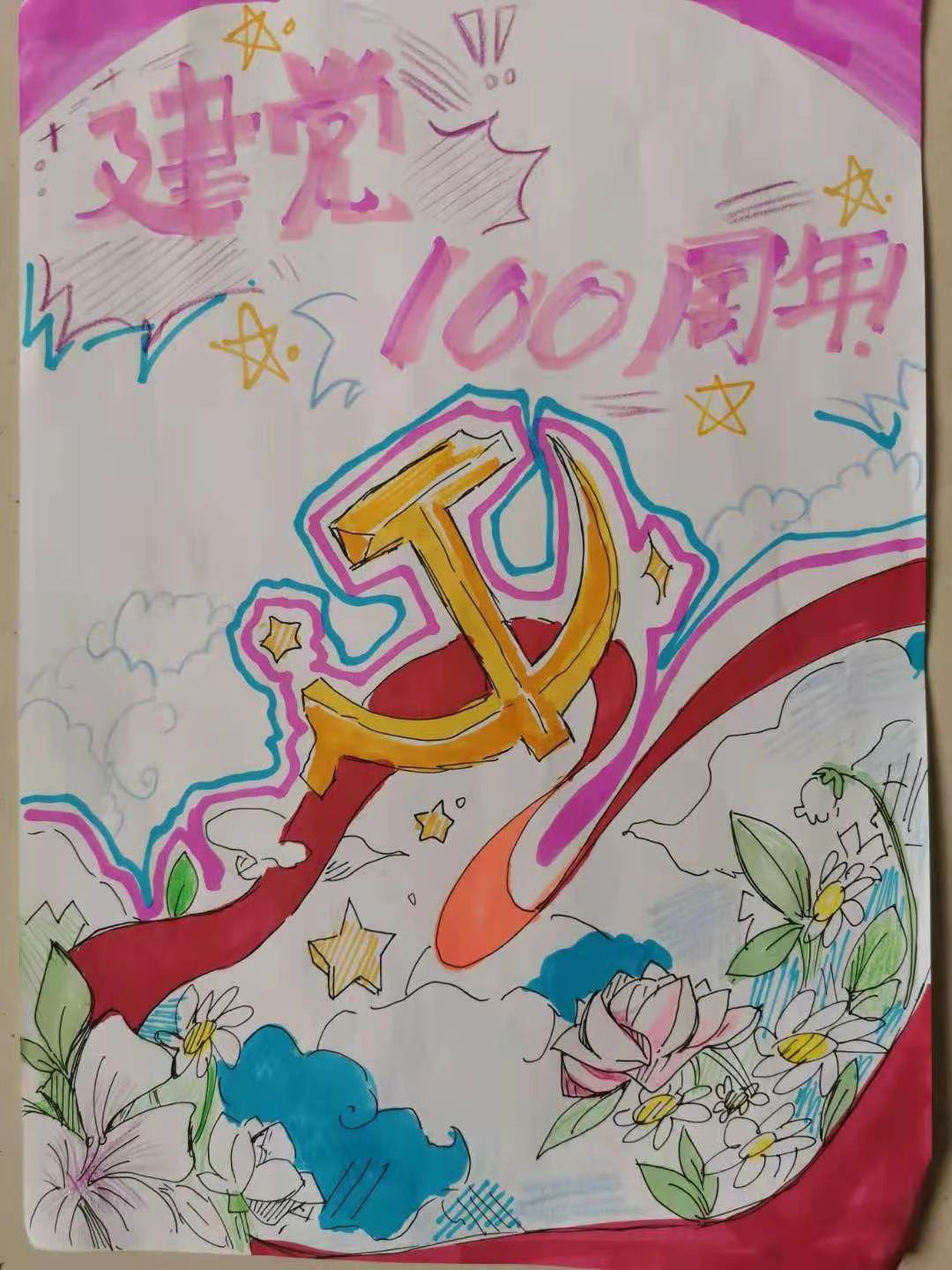 关于7.1建党节儿童画