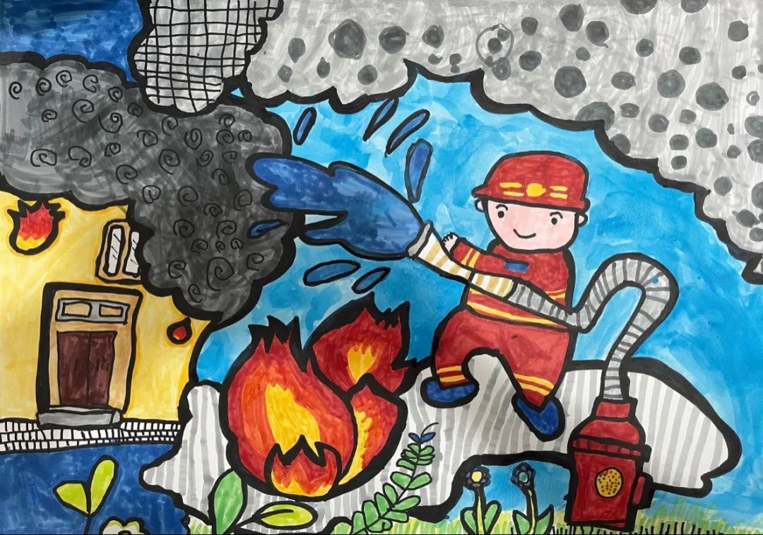 幼儿园消防主题绘画优秀作品七