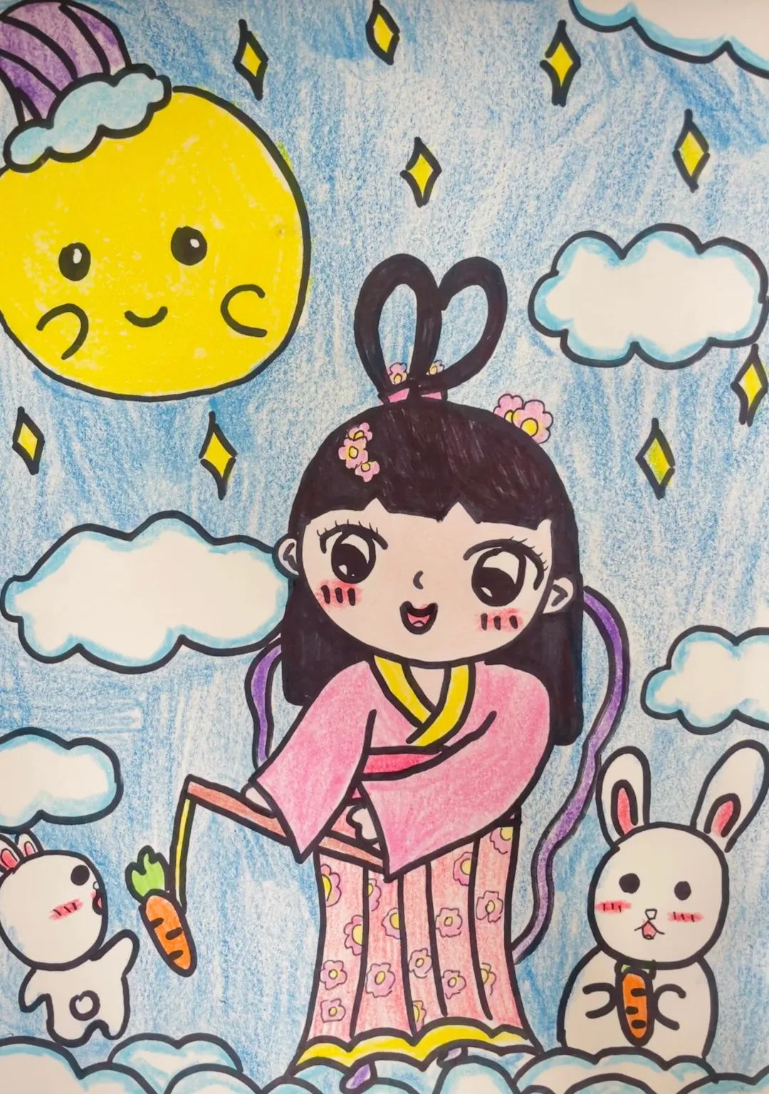 中秋节儿童画的画法