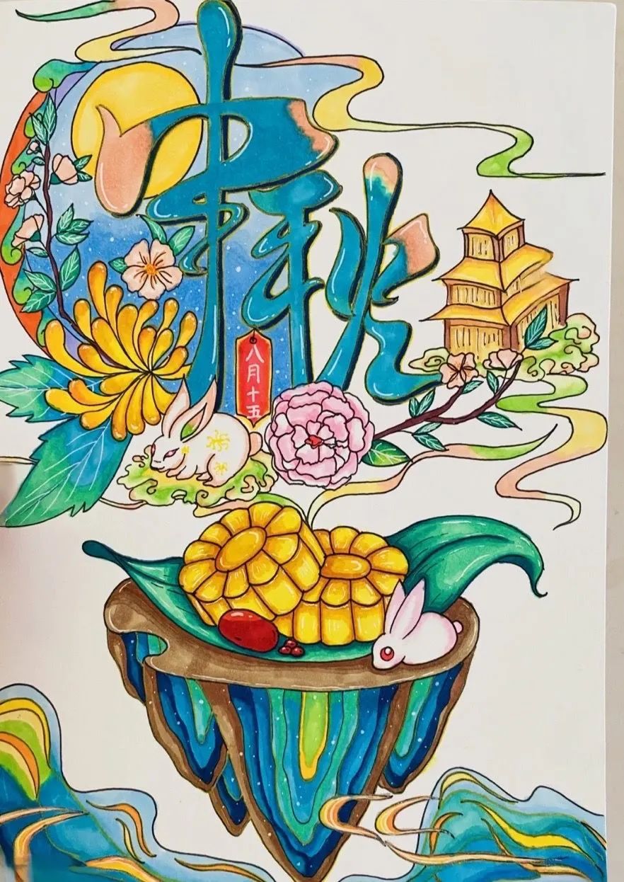 八月十五中秋节主题绘画