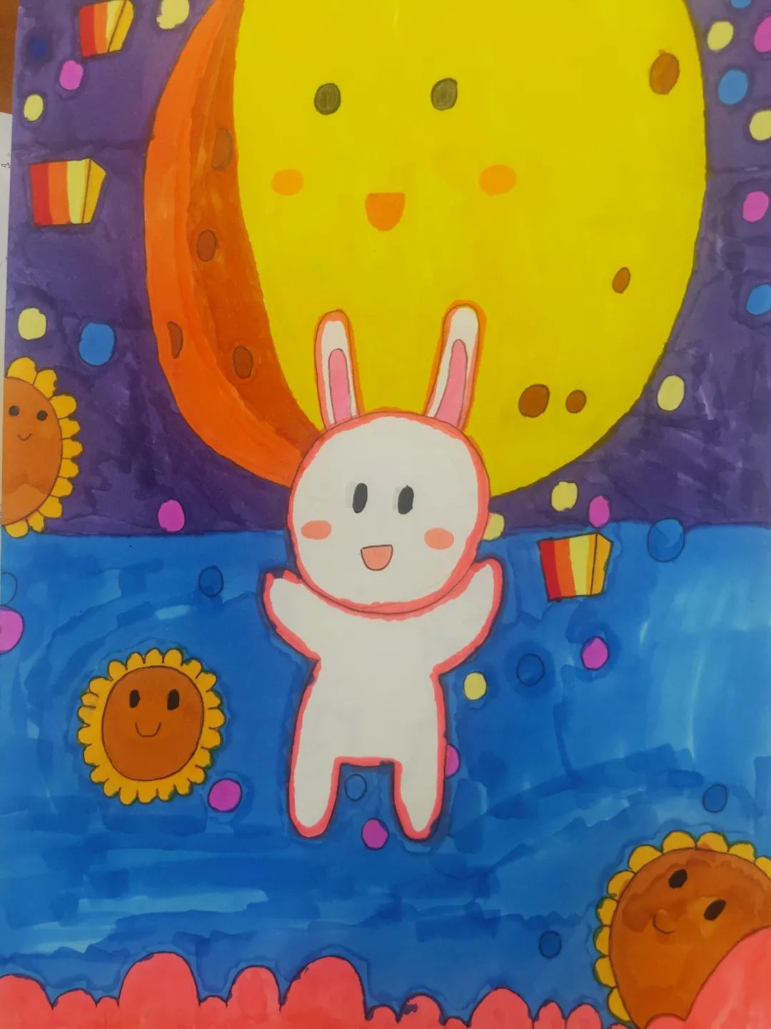 1一3年级中秋节画玉兔