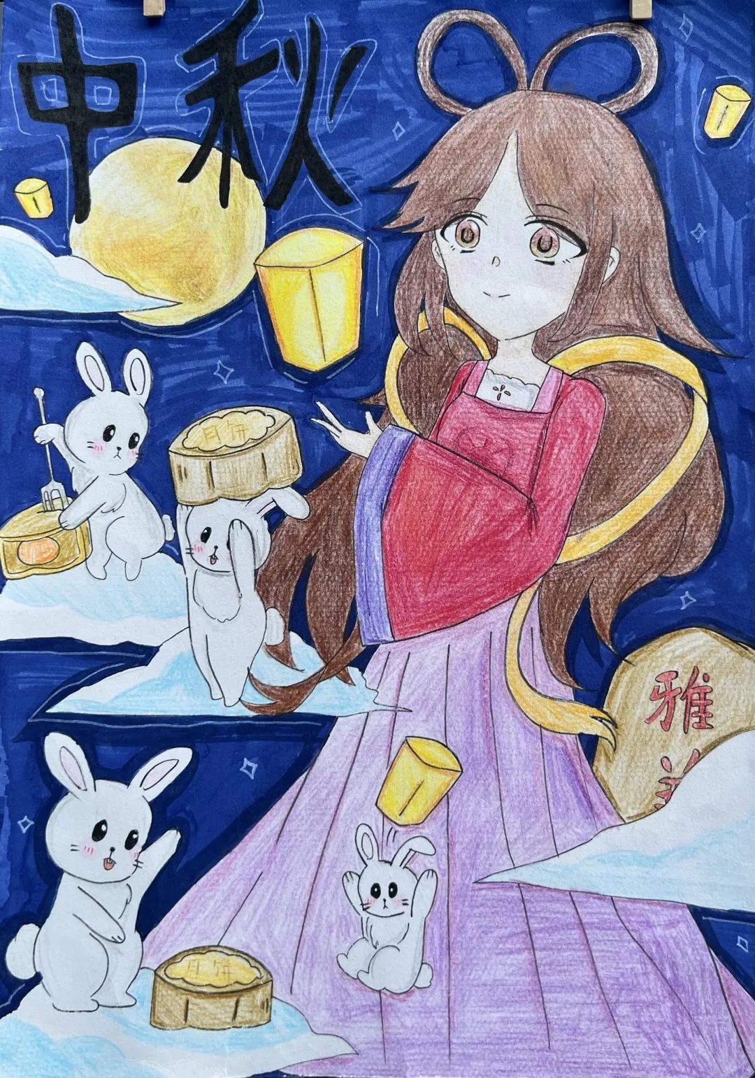 中秋节儿童画作品图片大全小学生