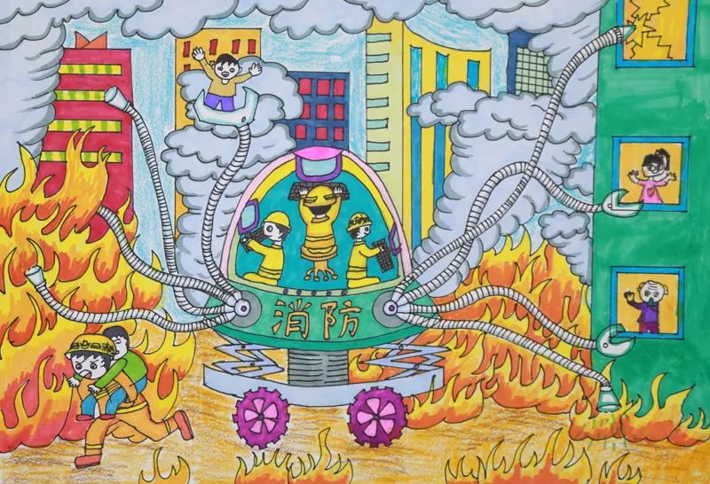 第二张关于消防安全的儿童绘画图片