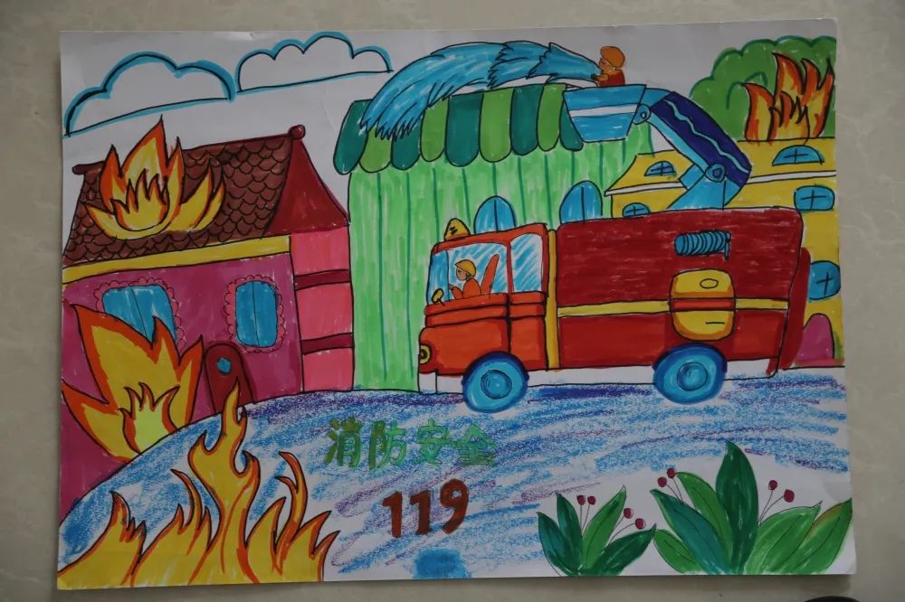 消防安全主题绘画幼儿园优秀作品