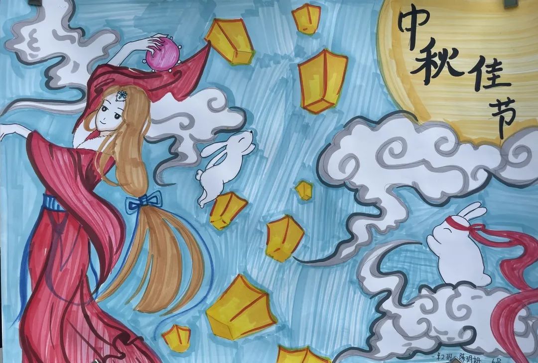 八月十五中秋节儿童画作品