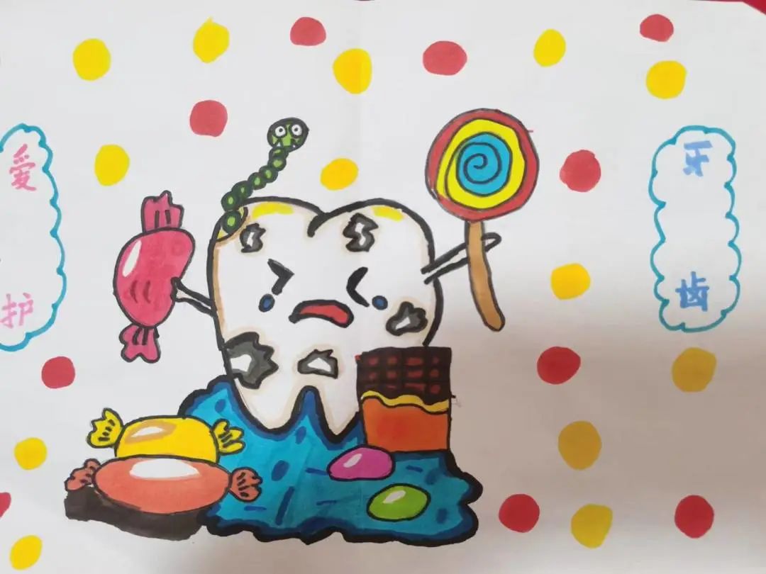 怎么画保护牙齿健康的儿童画