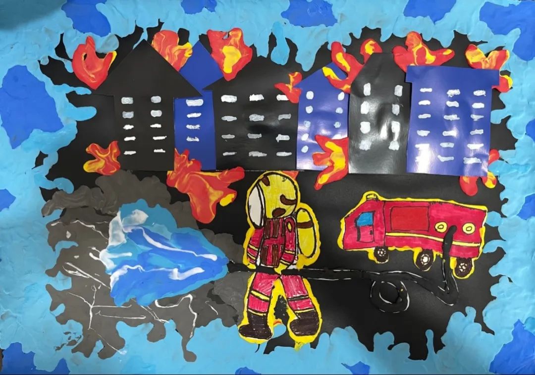 幼儿园消防主题绘画优秀作品六