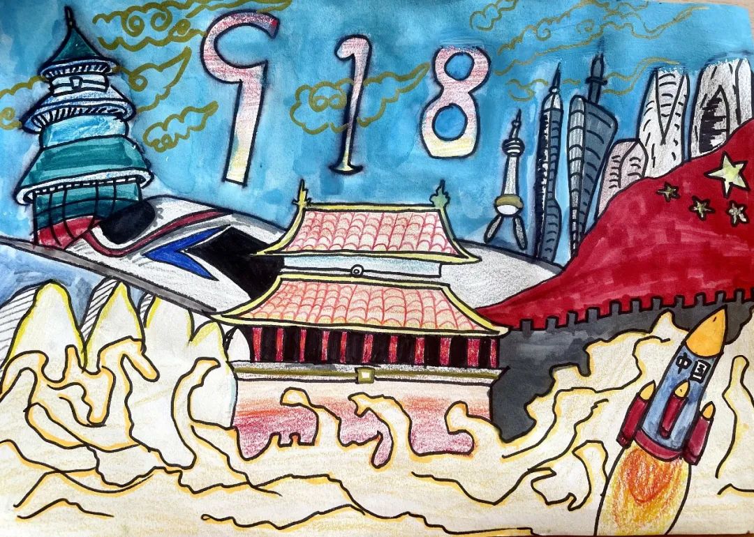 九一八事变92周年儿童主题画画图片