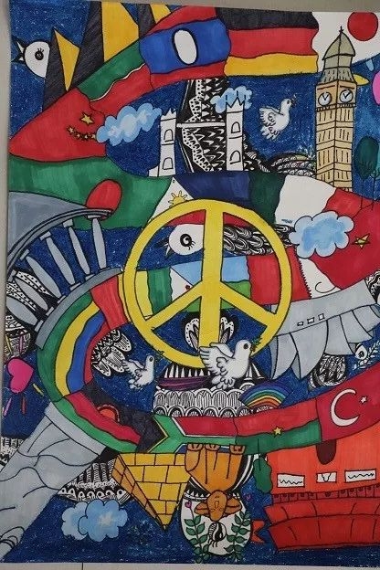 世界和平的未来儿童绘画作品