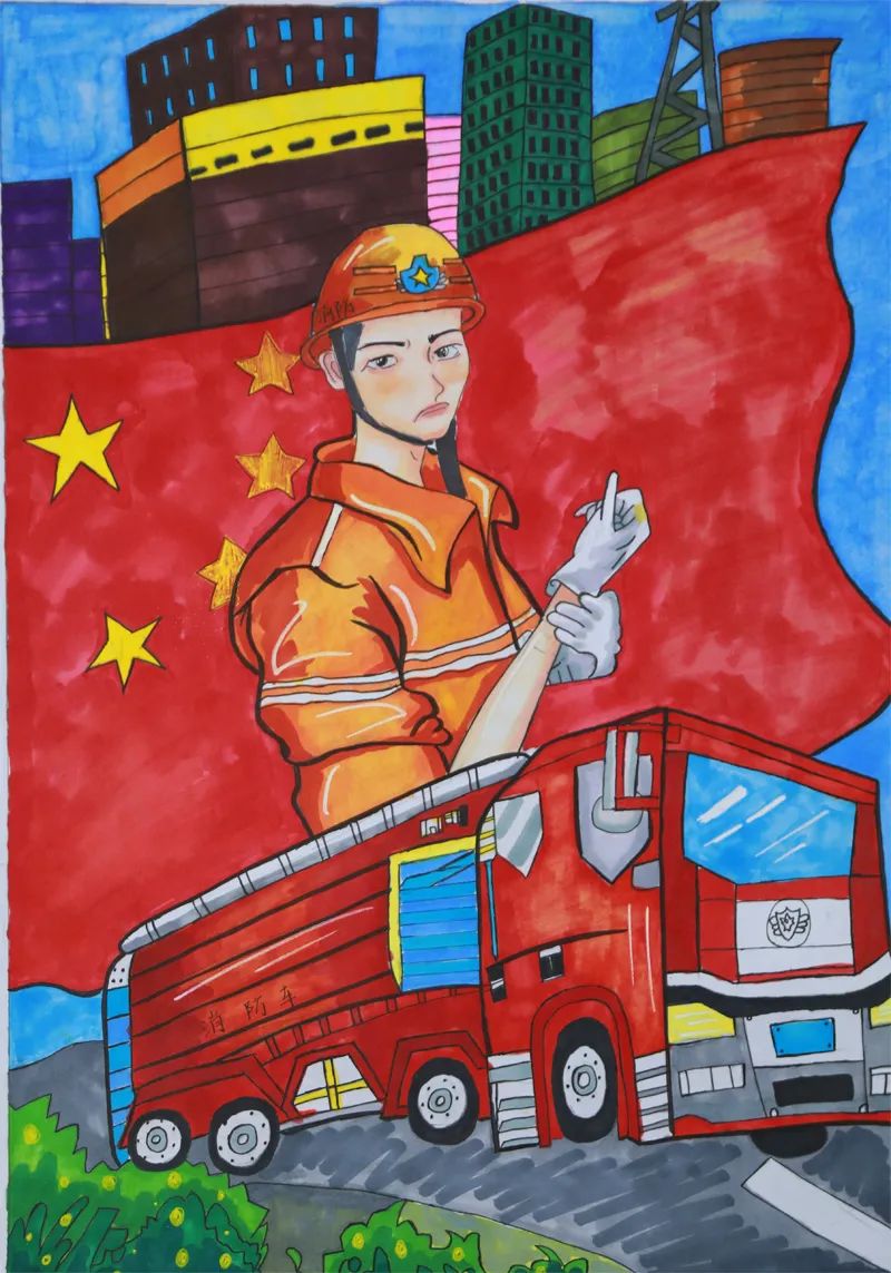 第八张关于消防安全的儿童绘画图片