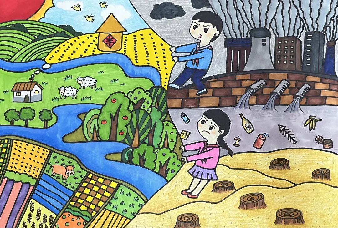"保护耕地环境 共建美好家园"绘画展示