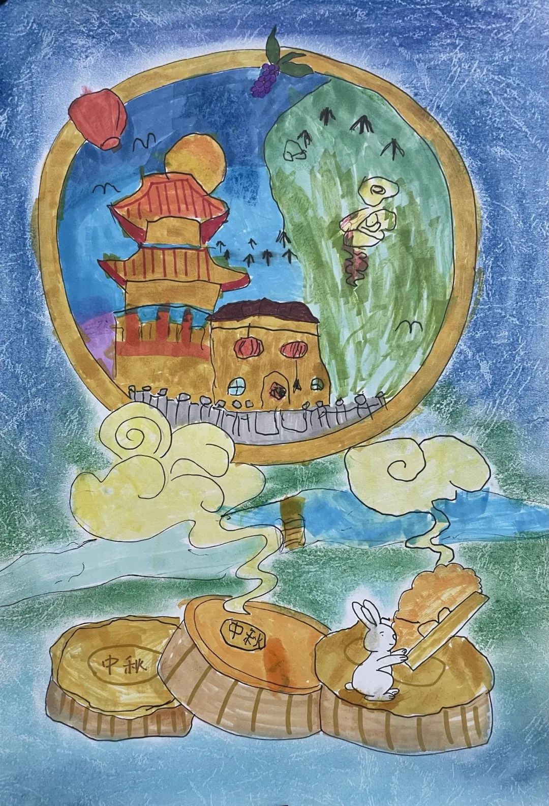 十分漂亮的中秋主题绘画