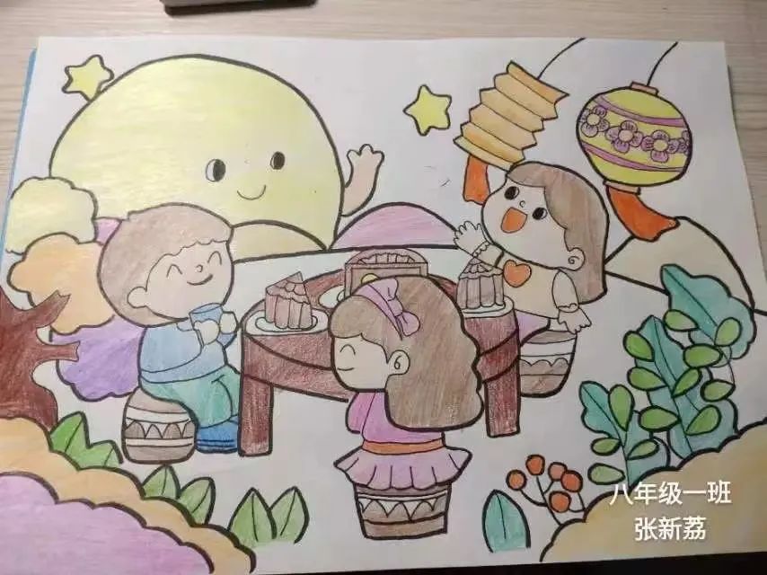 小朋友快乐过中秋的儿童画
