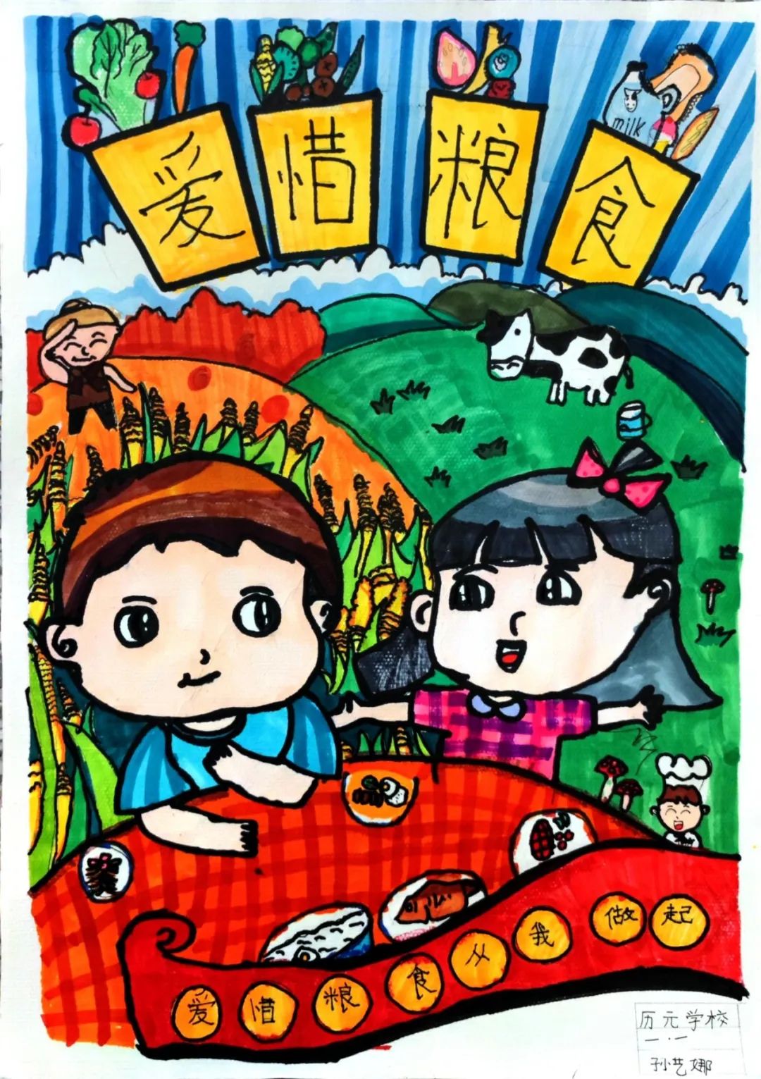 “爱惜粮食 从我做起”二年级绘画