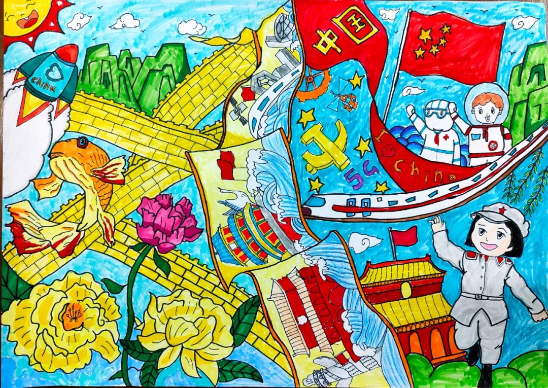 2023儿童国庆节绘画作品
