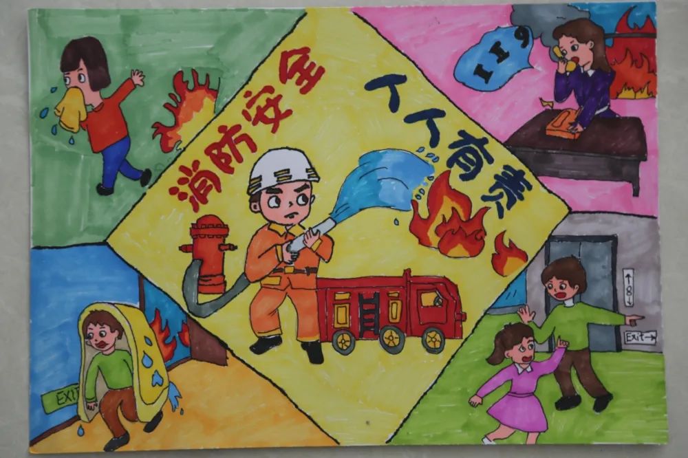 “消防安全 人人有责”主题绘画作品欣赏