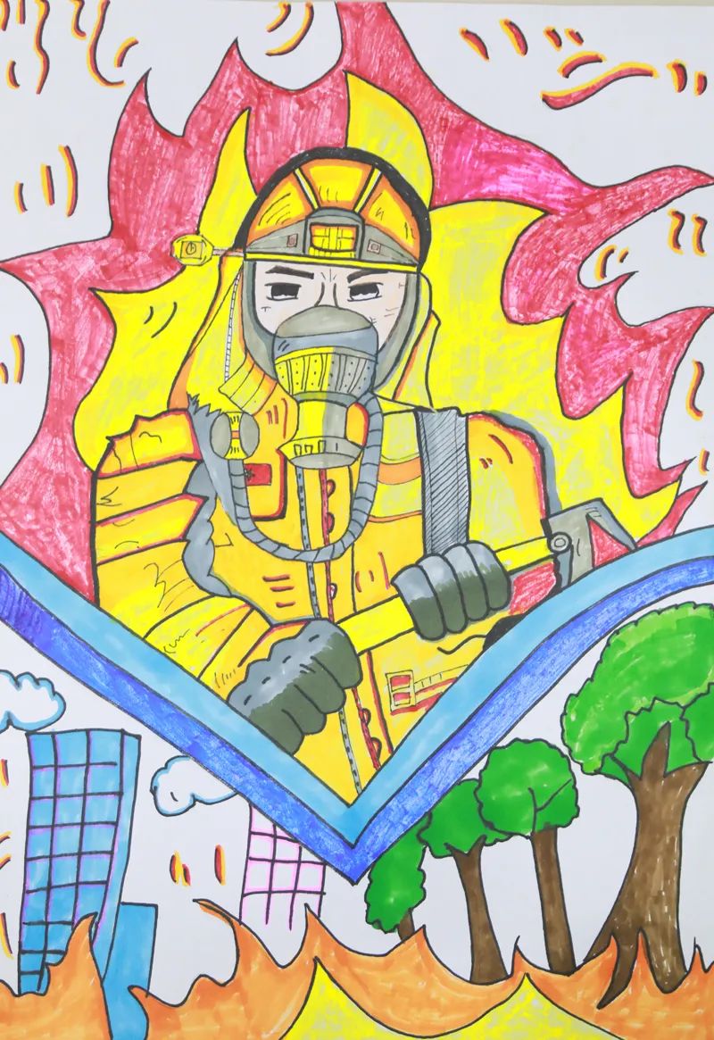 勇敢的消防战士绘画图片大全