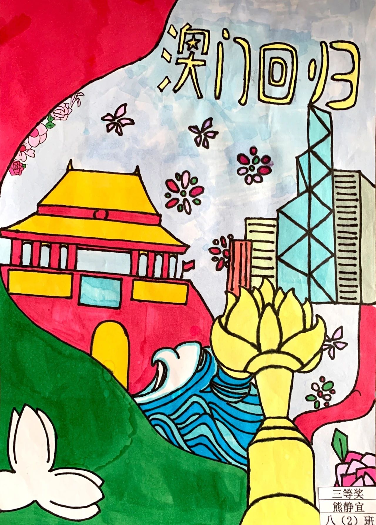 儿童画小学生澳门回归纪念日作品【十】