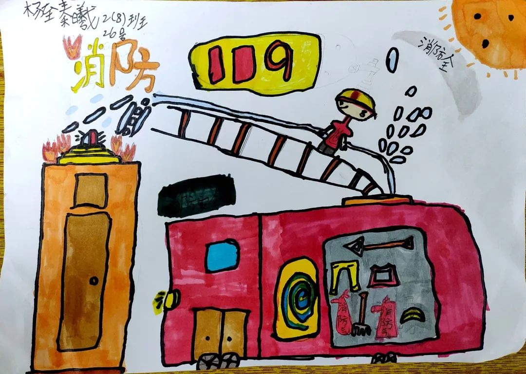 幼儿园消防绘画作品展示