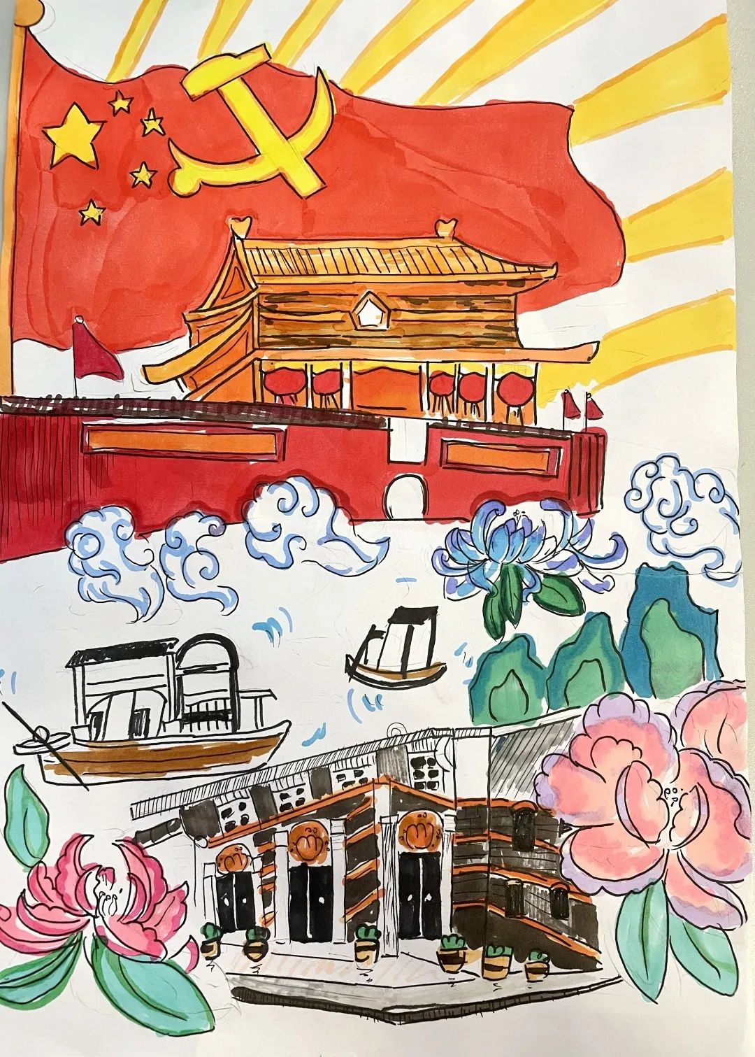 童心向党绘七一建党节绘画优秀作品2