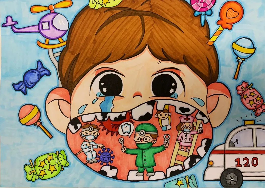 爱牙护牙儿童创意绘画作品