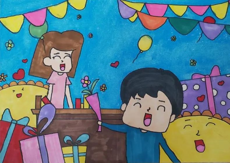 小学二年级教师节绘画简单好看