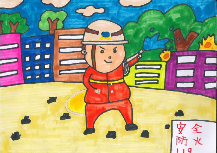 幼儿园消防主题绘画优秀作品十