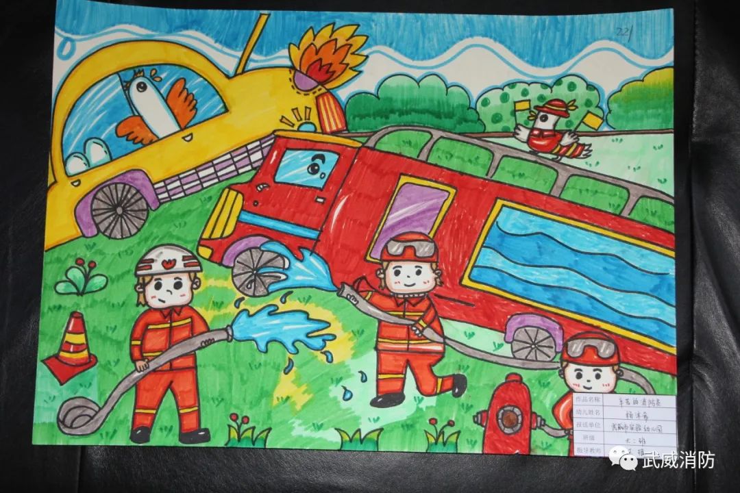 幼儿园“我是小小消防员”绘画优秀作品图1