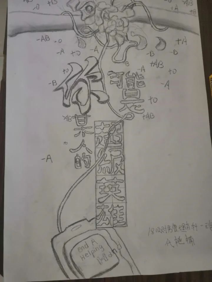以"无偿献血，让爱传递"为主题的绘画作品
