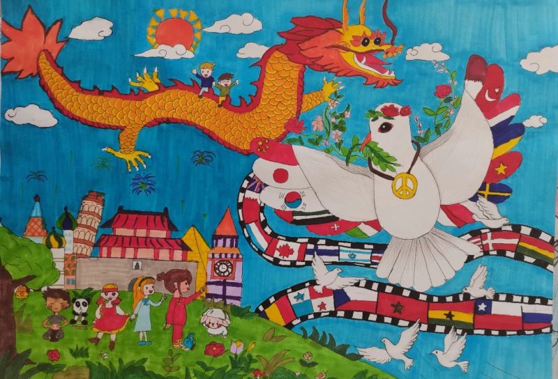 世界儿童呼唤和平绘画作品展示