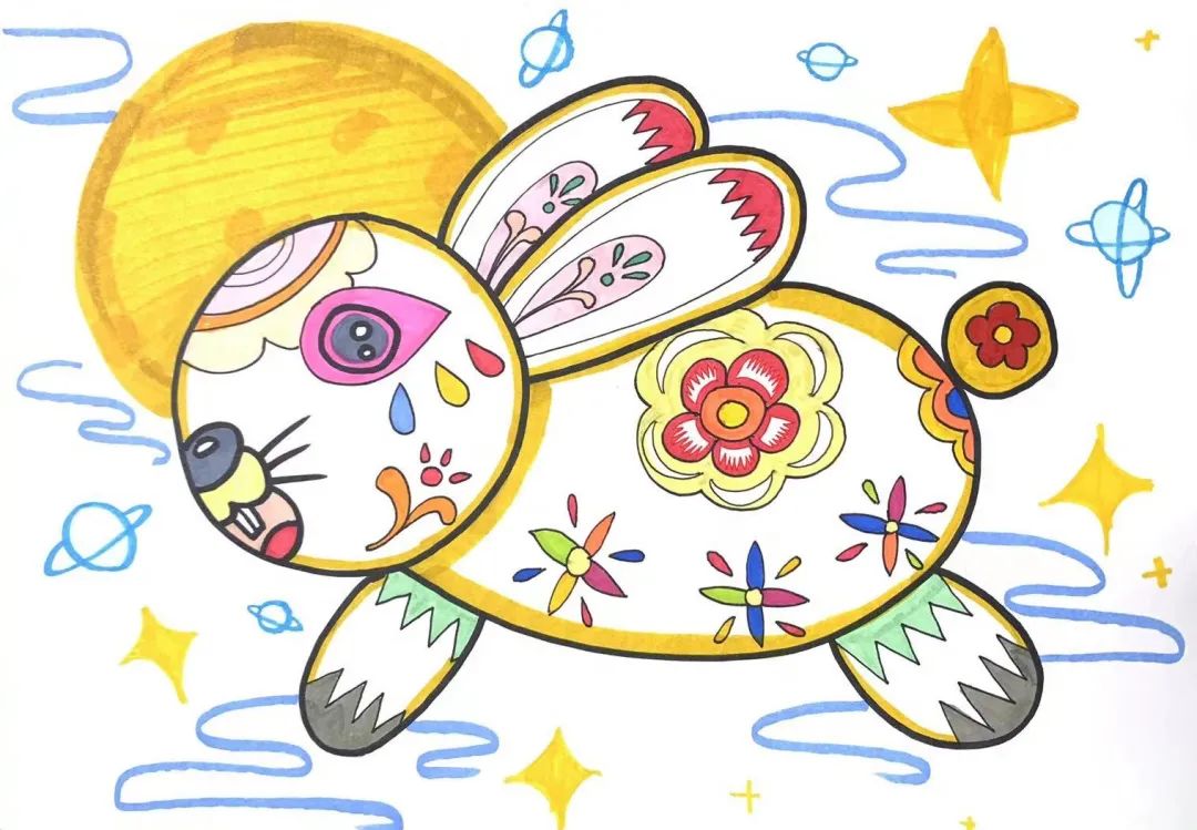 中秋节的玉兔创意绘画