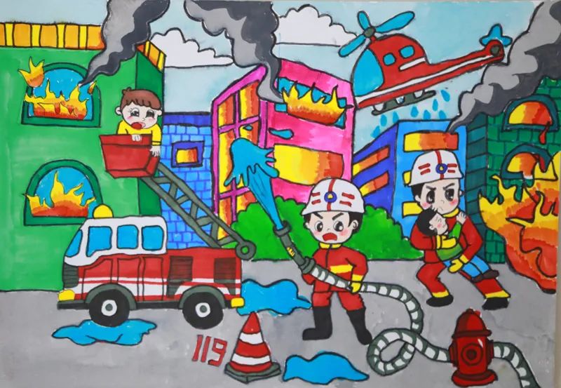 第四张关于消防安全的儿童绘画图片