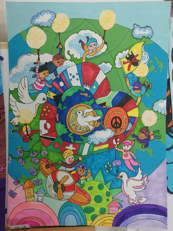 和平世界和平生活三年级手抄报