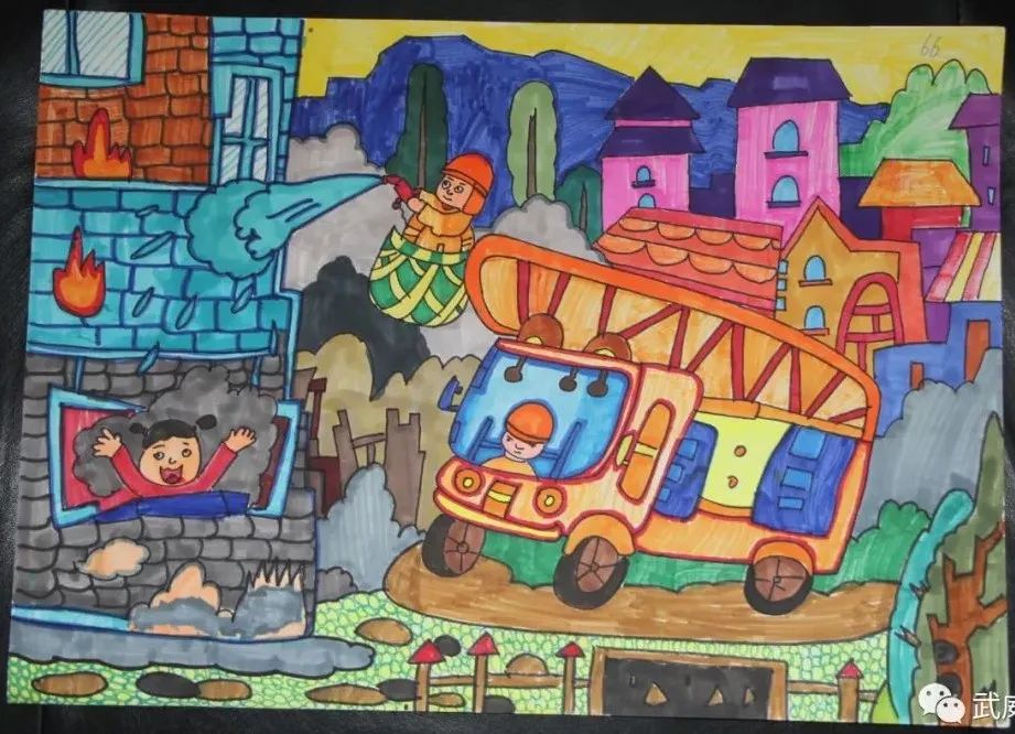 幼儿园“我是小小消防员”绘画优秀作品图7
