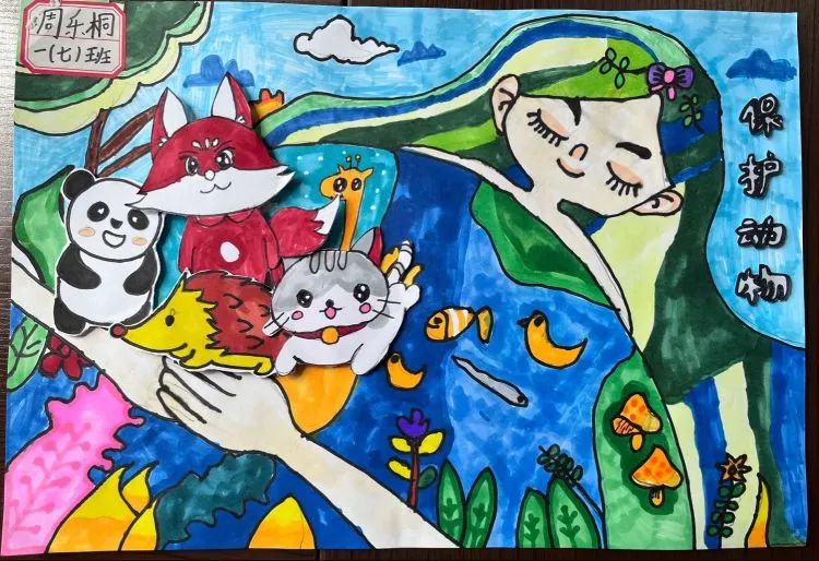 “绿色环保我参与，爱国卫生我行动”的主题绘画作品