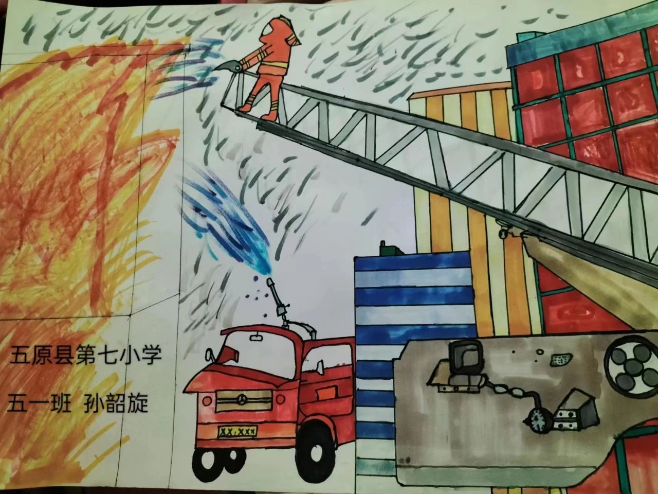 勇敢的 消防英雄绘画作品