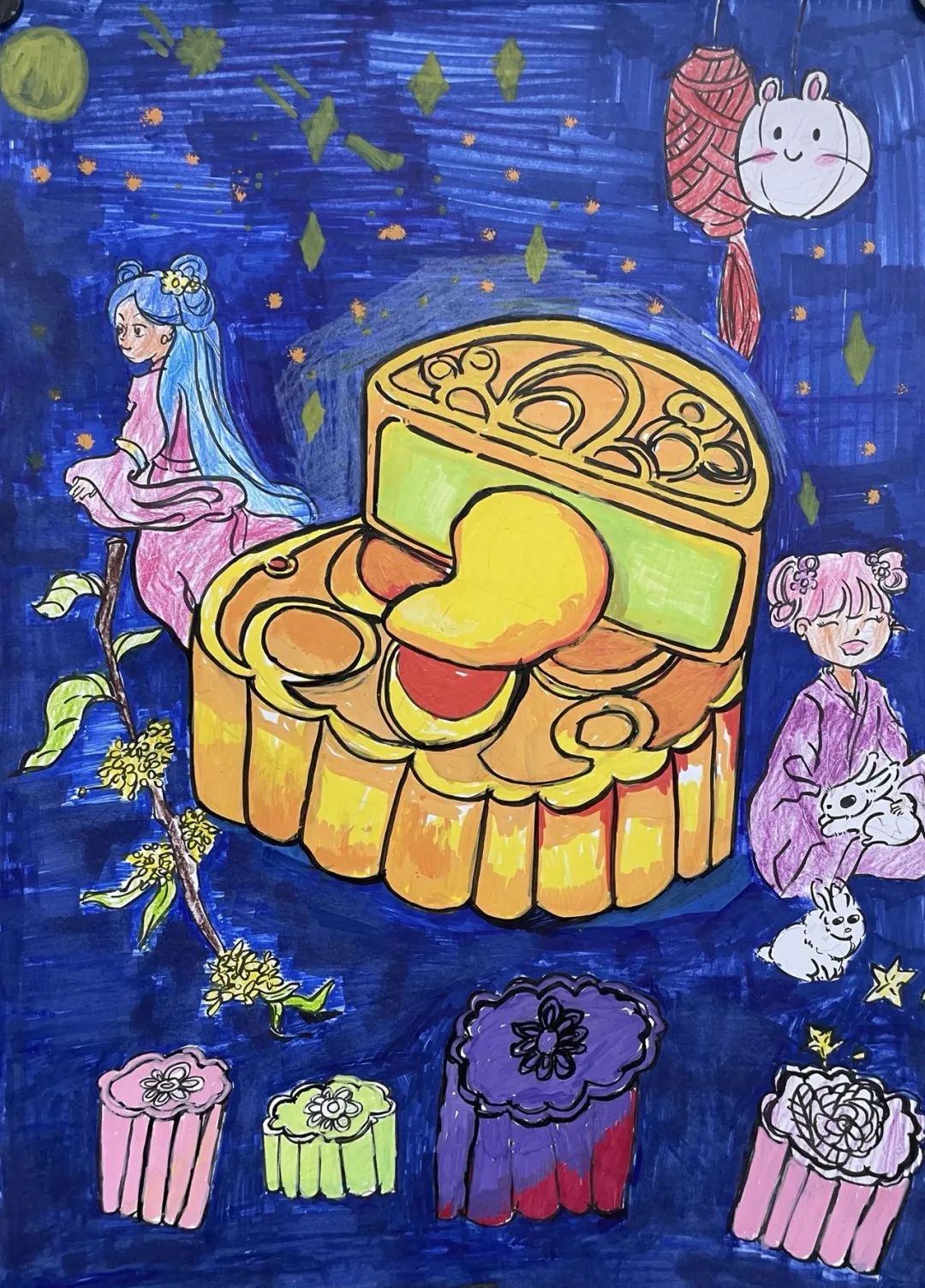 三年级中秋节的儿童创意画