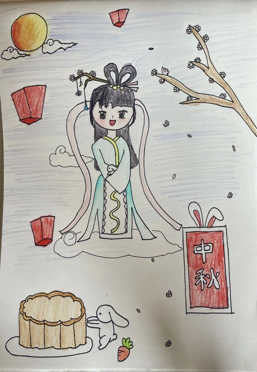 中秋儿童画怎么画好看