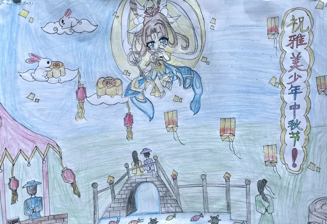 创意的中秋节儿童绘画作品