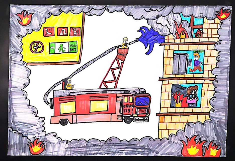 “我是勇敢的消防员”小学生绘画作品