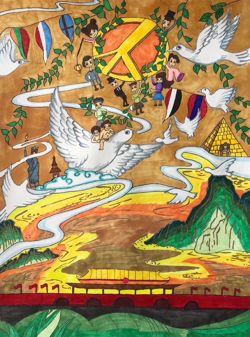 怎么画世界和平的简单儿童画
