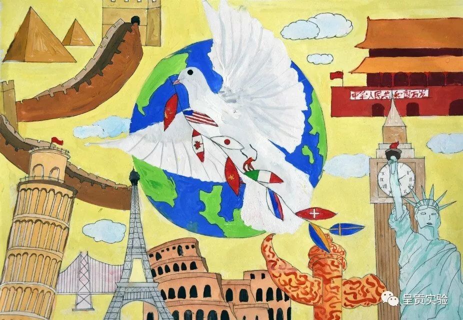 和平鸽飞吧!世界和平主题绘画
