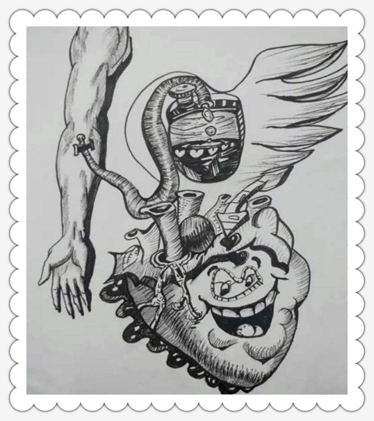 无偿献血卡通吉祥物形象绘画作品