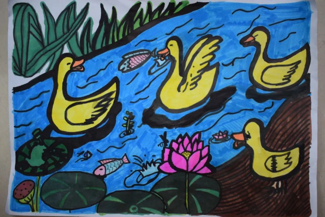《夏日池塘》小学立夏主题绘画作品展
