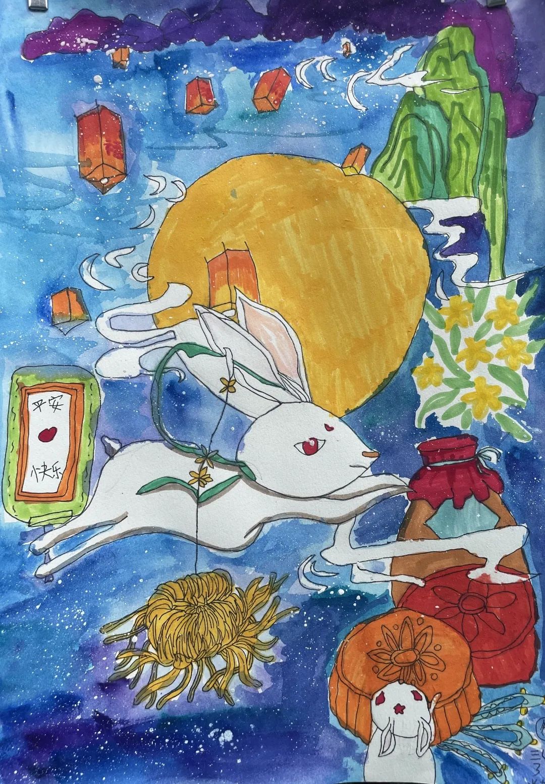中秋节画画图片简单好看 三年级