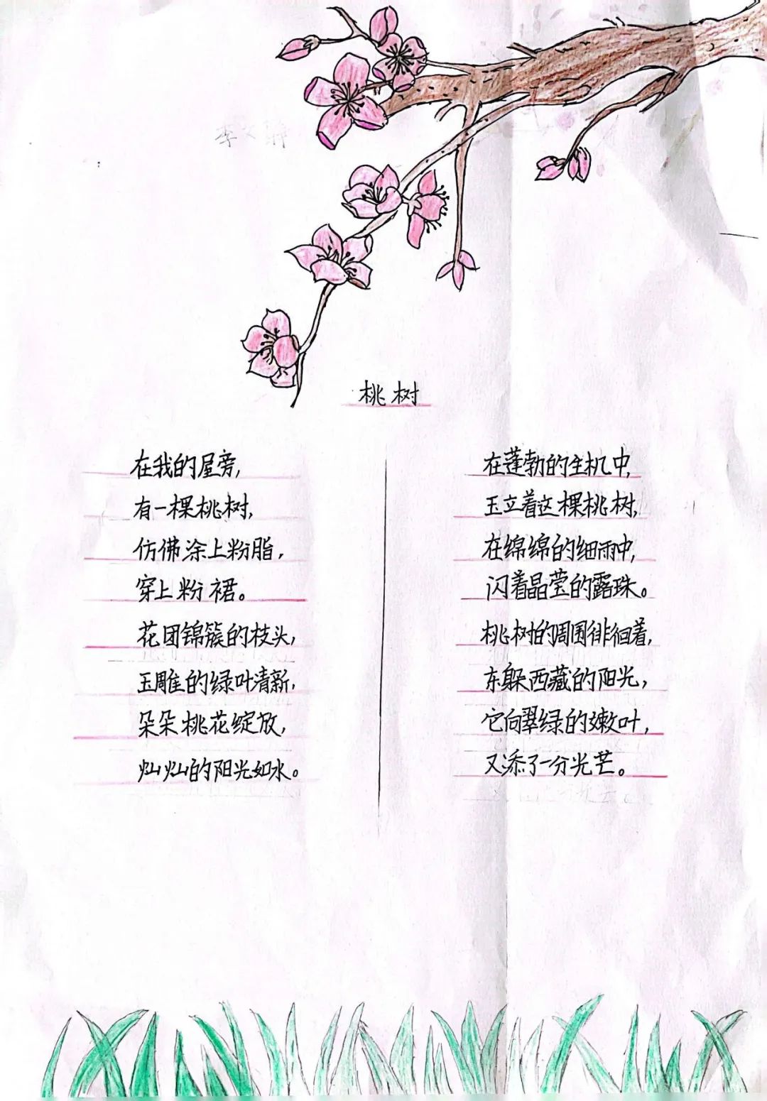 小学现代诗配画作品《桃树》