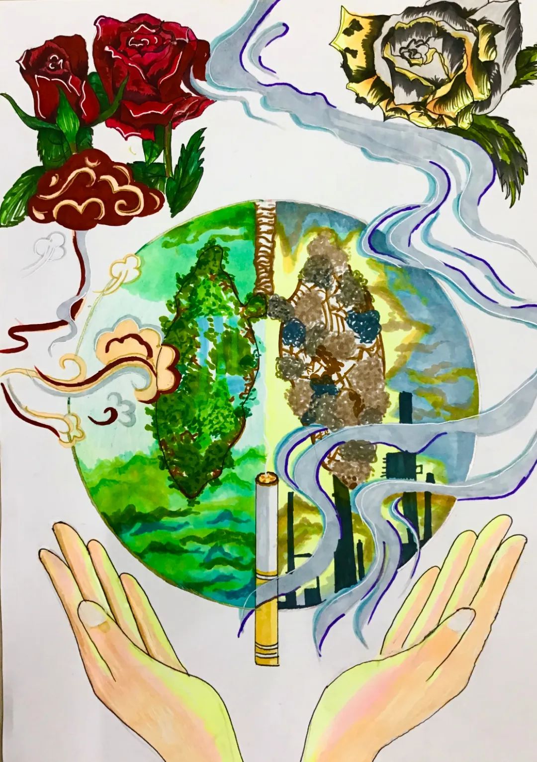 “健康生活 请勿吸烟”禁烟控烟主题绘画