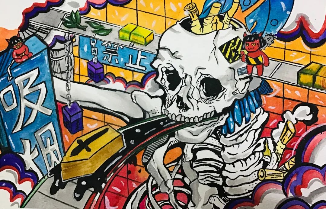 关于禁烟的创意儿童画