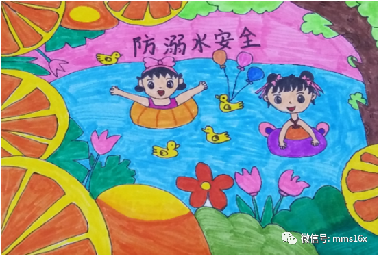 防溺水安全三等奖儿童画