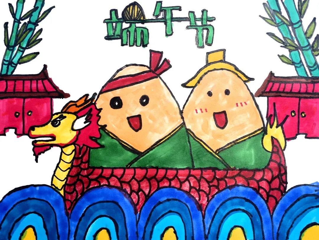 端午节龙舟创意绘画作品